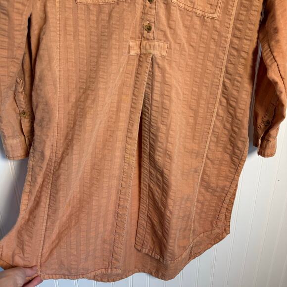 Anthropologie Pilcro Seersucker Tunic Button Down Top Orange Women’s Size XS - Picture 4 of 11